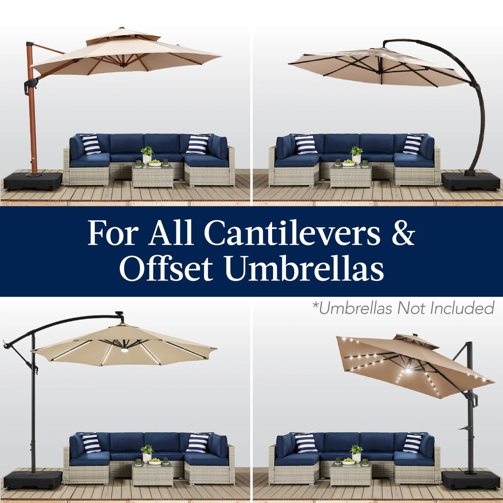 Best Choice Products Heavy-Duty Outdoor Cantilever Base Stand w/ Wheels, Locks, Fillable 330lb Capacity - Black - image 8
