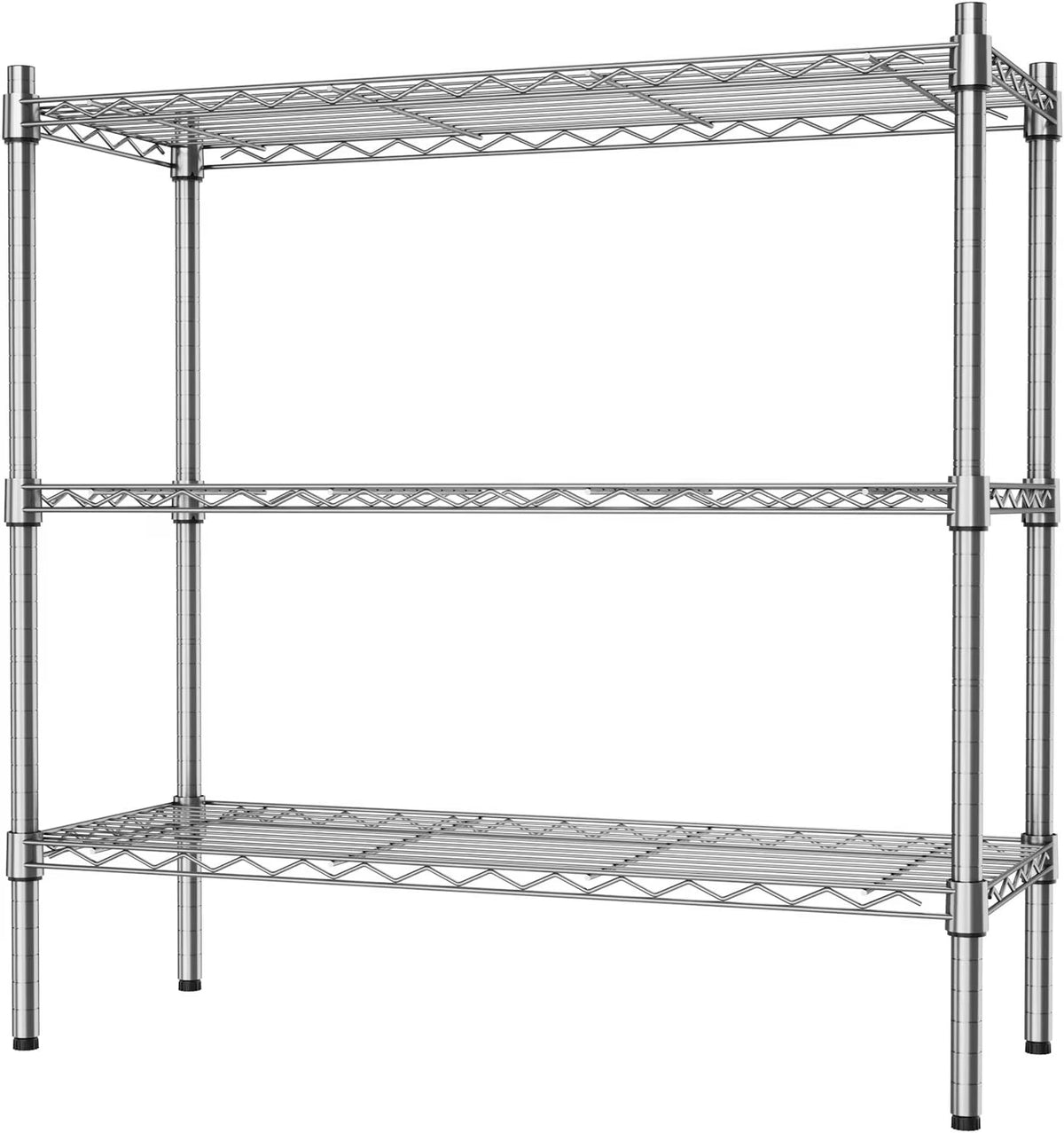 3-Shelf Storage Wire Shelves Heavy Duty 3 Tiers Standing Shelving Units Adjustable Metal Organizer Wire Rack, Chrome - image 1