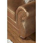 Roundhill Furniture Leinster Brown Fabric Sofa and Loveseat with Nailhead Trim - image 8