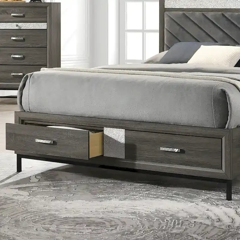 Contemporary Grey 6-Piece Platform Bedroom Set by Furniture of America - Heinisk Collection - image 8