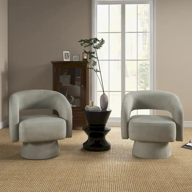 Modern Upholstered Armchair with 360-Degree Swivel Design - image 2