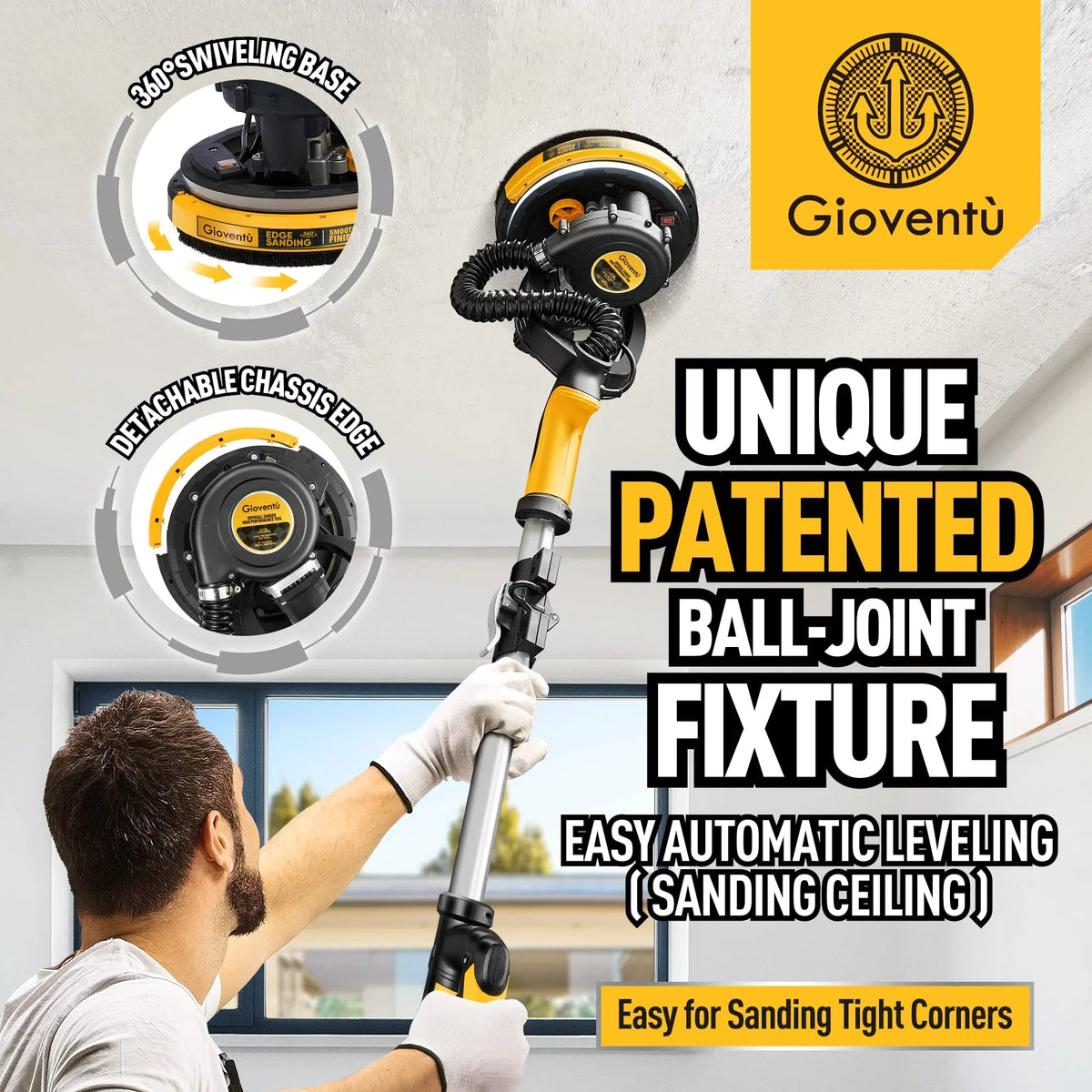 Giovent Electric Drywall Sander with Vacuum for Popcorn Ceiling - image 5