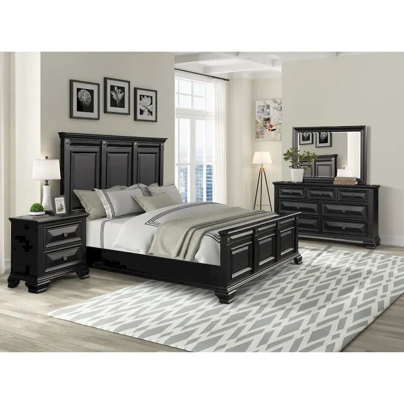 Roundhill Furniture Renova Vintage Black Wooden Bedroom Collection - image 4