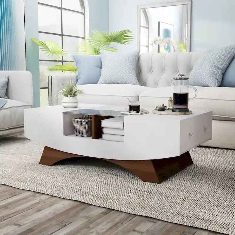 Angelic Contemporary Storage Coffee Table with Glass Insert by Furniture of America - image 4