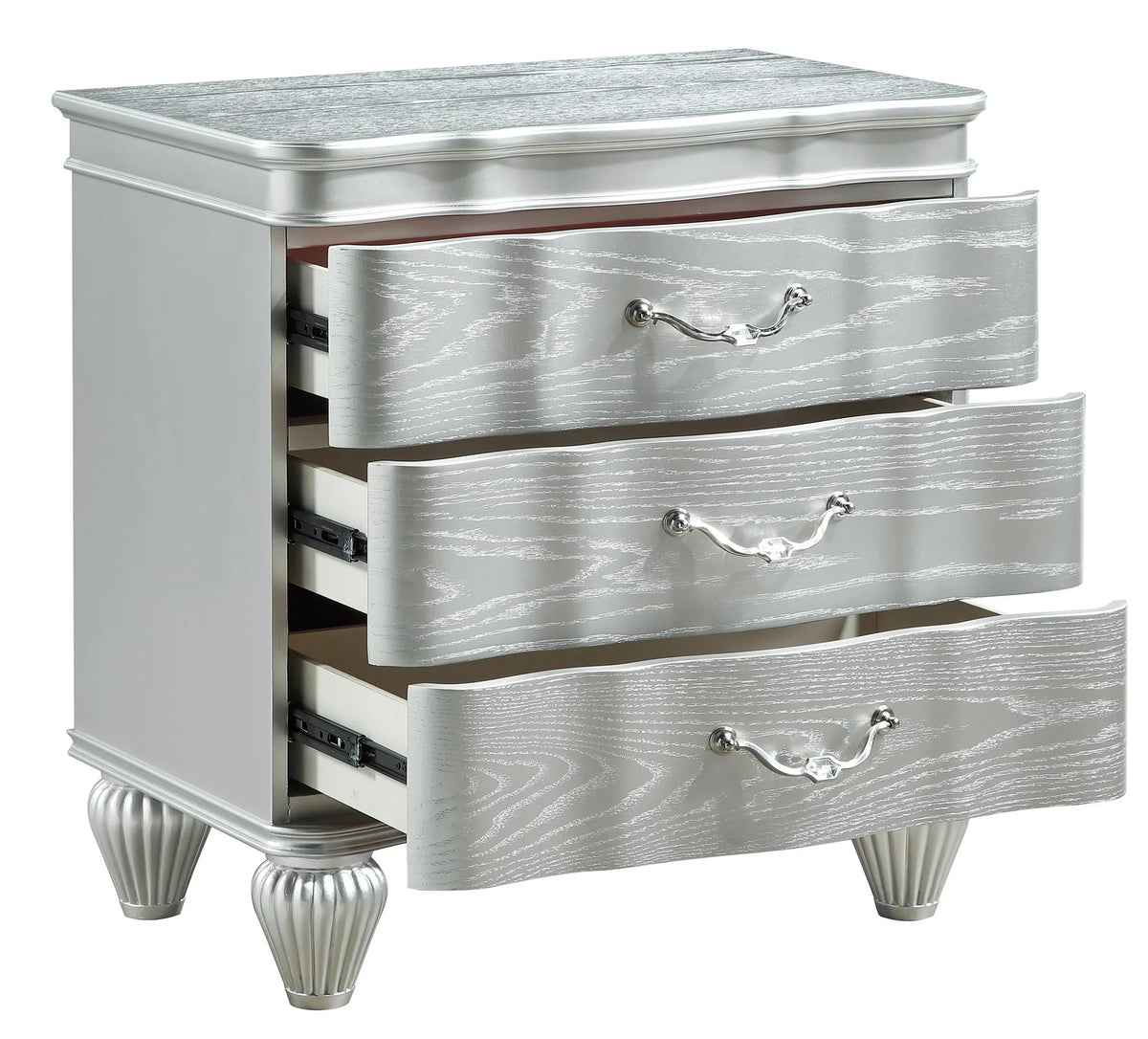 Eros King 4PC Bedroom Set with Manufactured Wood & Tufted Detailing in Silver - image 11
