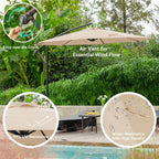 JUSTLET 10ft Heavy Duty Patio Hanging Offset Cantilever Patio Umbrella W/ 4-Piece Base Included Included, Beige - image 8