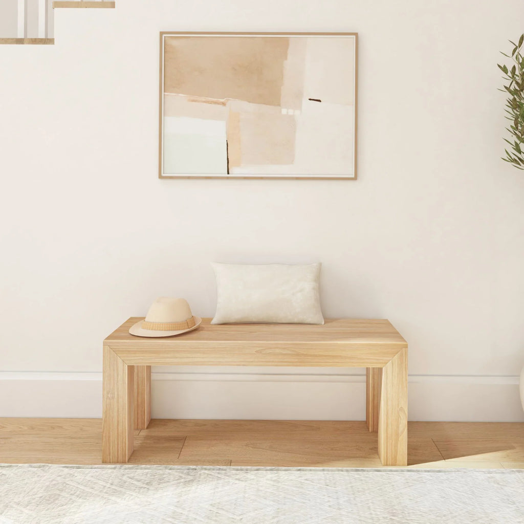 Plank+Beam Modern Dining Bench, Solid Wood Bench for Dining Table, 49", Blonde Wirebrush - image 8