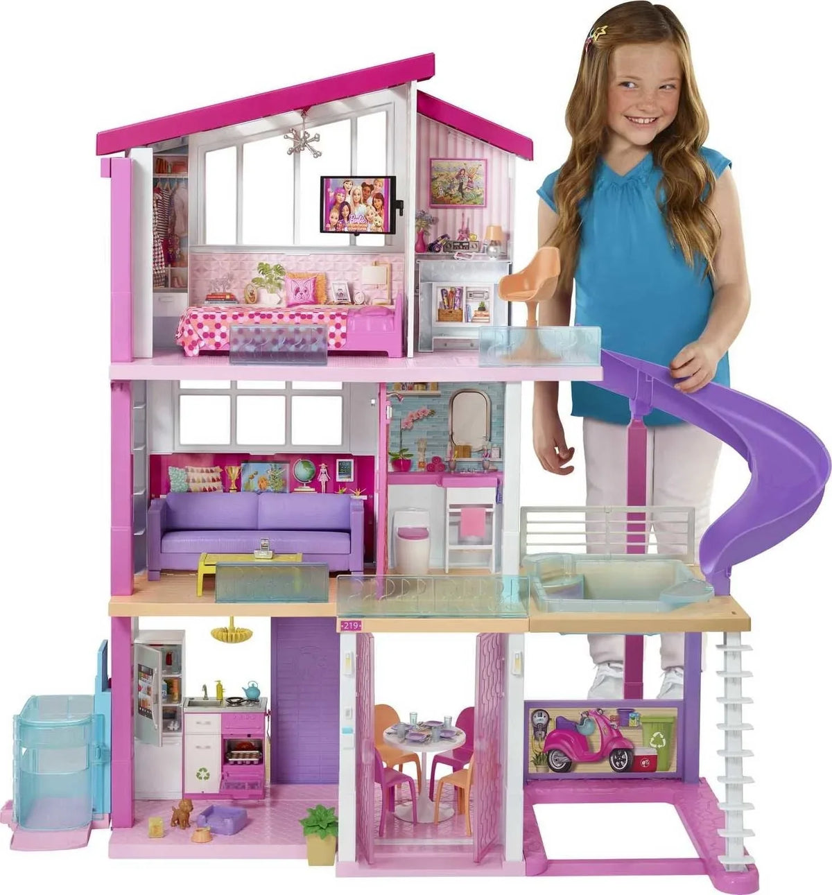 Barbie DreamHouse Dollhouse with elevator, pool, lighting and over 70 accessories C 3-story playset - image 1
