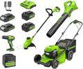 Greenworks 48V (24V x 2) 21" Brushless Self-Propelled Mower+12" String Trimmer+320CFM Blower - image 2