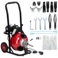 Telyswee Drain Cleaner Machine 100ft x 1/2inch Auto-feed Electric Drain Auger for 1in to 4in Pipes, w/ 8 Cutters & Air-activated Foot Switch, 250W/370W 1700RPM Drain Sewer Snake Drain Auger Cleaner - image 1