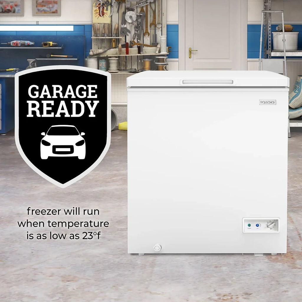 Igloo 5.0 Cu. Ft. Chest Freezer With Removable Basket, Free-Standing Door Temperature Ranges From-10?- to 10?- F, Front Defrost Water Drain, Perfect for Homes, Garages, Basements, RVs, White - image 4