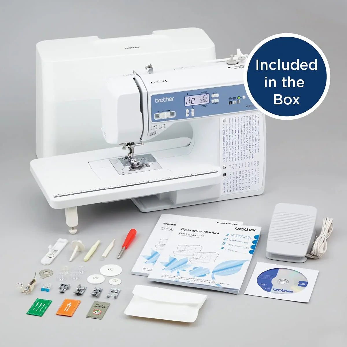 Brother Sewing and Quilting Machine, Computerized, 165 Built-in Stitches, LCD Display, Wide Table, 8 Included Presser Feet, White, 20x12x17 - image 15