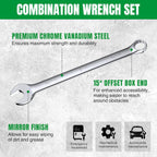 SK 42-Piece Wrench Set, SAE & Metric, SuperKrome Finish - image 2