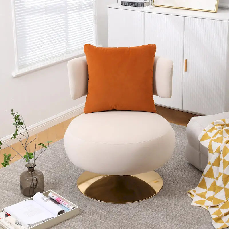 Round Barrel Chair with Fabric and Swivel Design - image 5