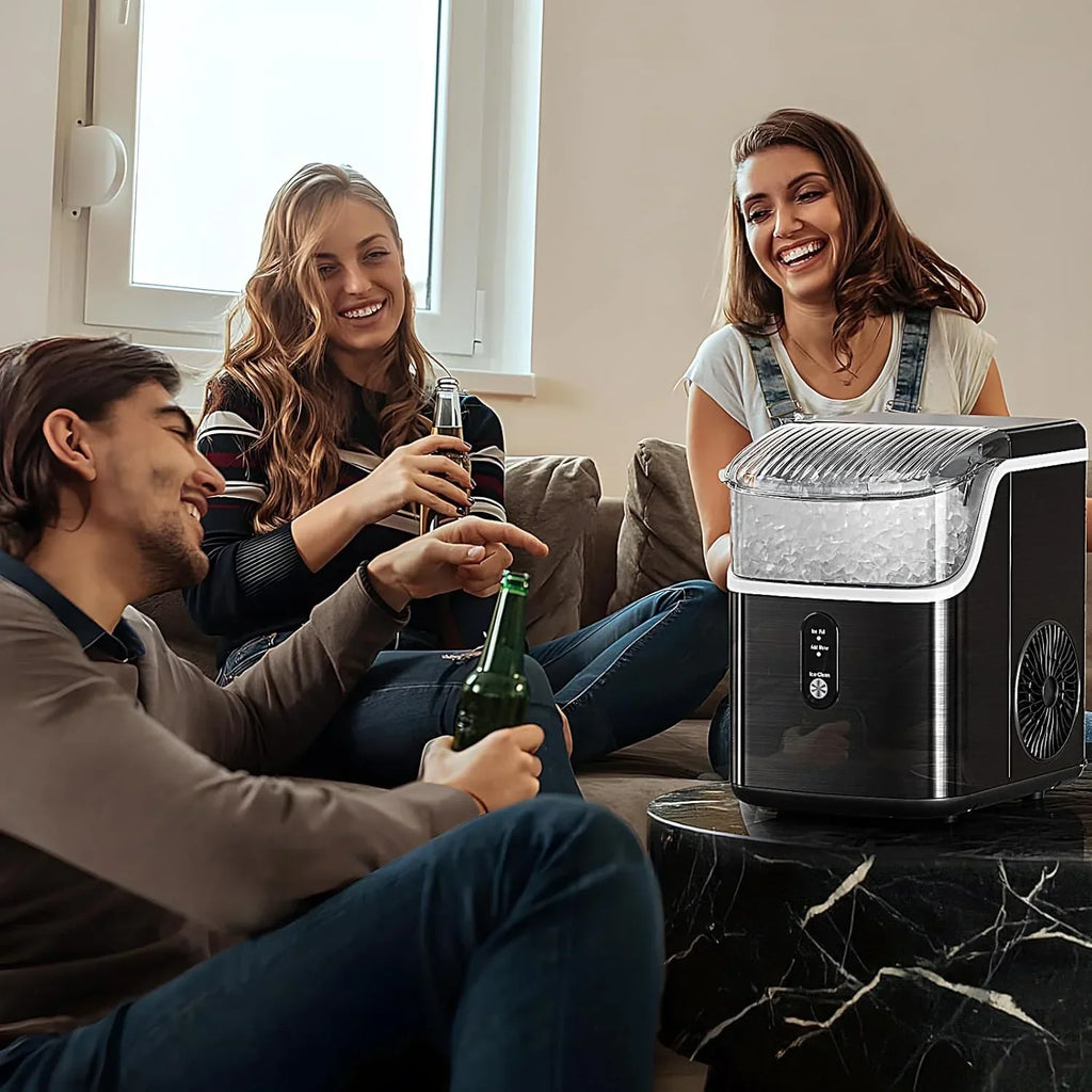 Nugget Ice Makers Countertop, Pebble Ice Machine with Chewable Pellet Ice, 34Lbs/24H, Self-Cleaning, Sonic Ice, One-Click Operation, for Kitchen,Office Stainless Steel Black - image 13