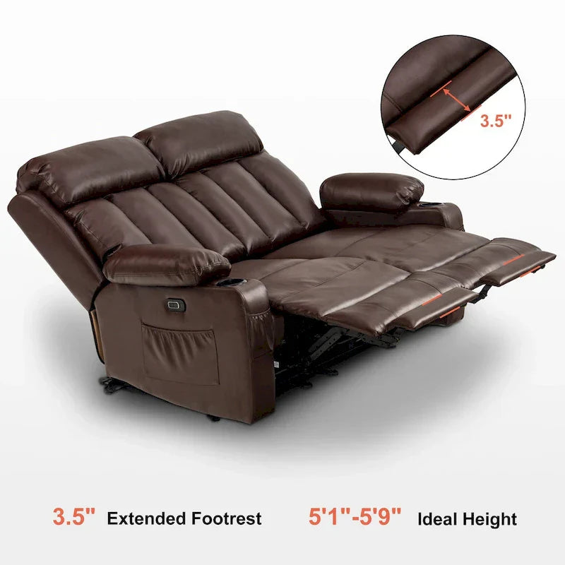 MCombo Faux Leather Electric Reclining Sofa with Heat and Massage - Models 6095/6075/6077 - image 8