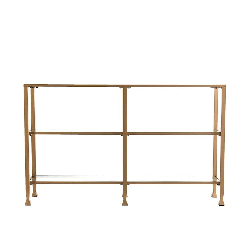 Jensen Gold Metal Console Table with Glass Shelves by SEI Furniture - Narrow Design - image 3