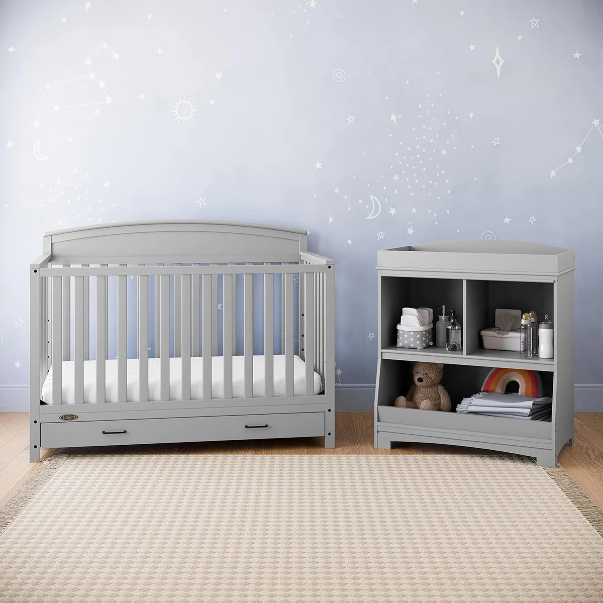 5-in-1 Convertible Baby Bed (with drawers, white) - Green Guardian Gold Certification, built-in baby bed storage drawer, convertible to toddler bed, day bed and full-size bed - image 2