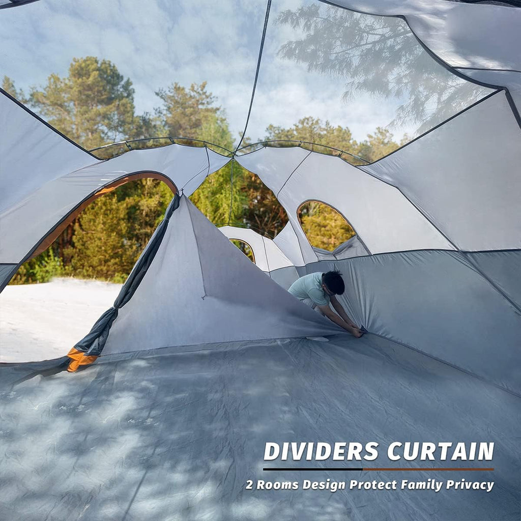 UNP Camping Tent 10-Person-Family Tents, Parties, Music Festival Tent, Big, Easy Up, 5 Large Mesh Windows, Double Layer, 2 Room, Waterproof, Weather Resistant, 18ft x 9ft x78in - image 40