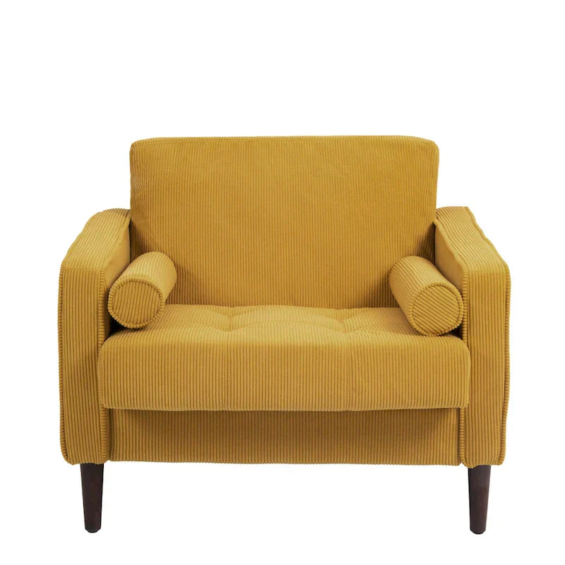 Set of 2 Modern Wide Armchairs in Corduroy - Accent Chairs - image 21