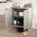 Freestanding Wash Grey Fluted Sideboard Cabinet with Adjustable Shelf - Stylish Wood Storage Solution - image 4