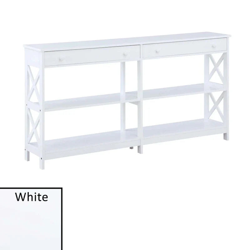 Oxford 60-Inch Console Table with Shelves and 2 Drawers by Convenience Concepts - image 7