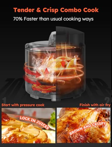Nuwave Duet Air Fryer and Electric Pressure Cooker Combo with 2 Switchable Lids, 300 FoolProof One Touch Presets, Crisp&Tender Tech, 6QT Heavy duty Stainless Steel Pot, 15 Safety Features : Home & Kitchen - image 4