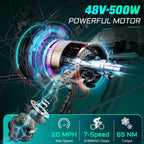 Vivi Electric Bike 26" City Commuter Electric Bike 48V 500W Step - Through Electric Bike 19.8MPH Electric Cruiser - image 10