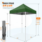 EAGLE PEAK 5x5 Pop up Canopy Tent Instant Outdoor Canopy Easy Set - up Straight Leg Folding Shelter（blue） - image 92