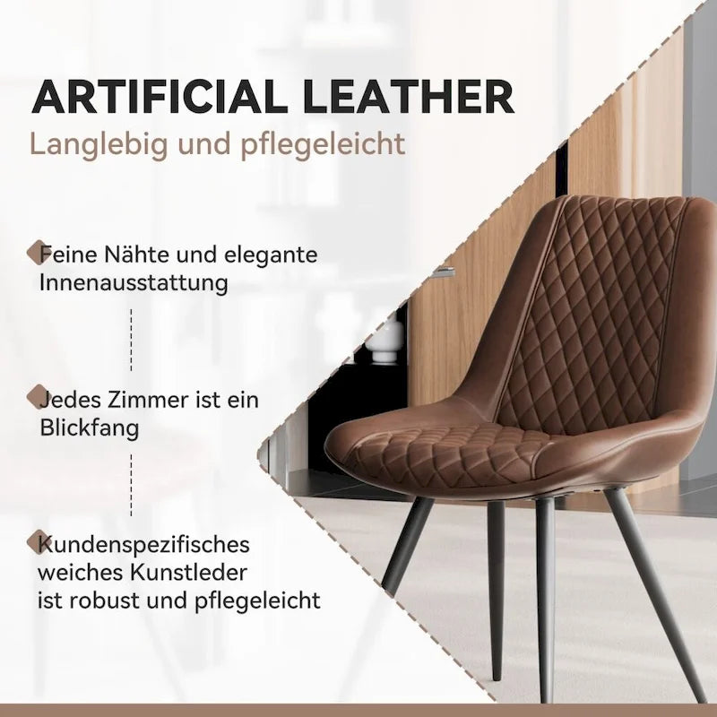 Set of 2 Leather Dining Chairs with Metal Legs - image 13