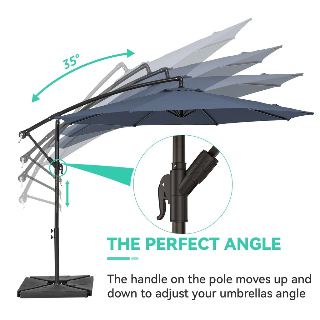 JUSTLET 10ft Heavy Duty Patio Hanging Offset Cantilever Patio Umbrella W/ 4-Piece Base Included Included, Beige - image 34