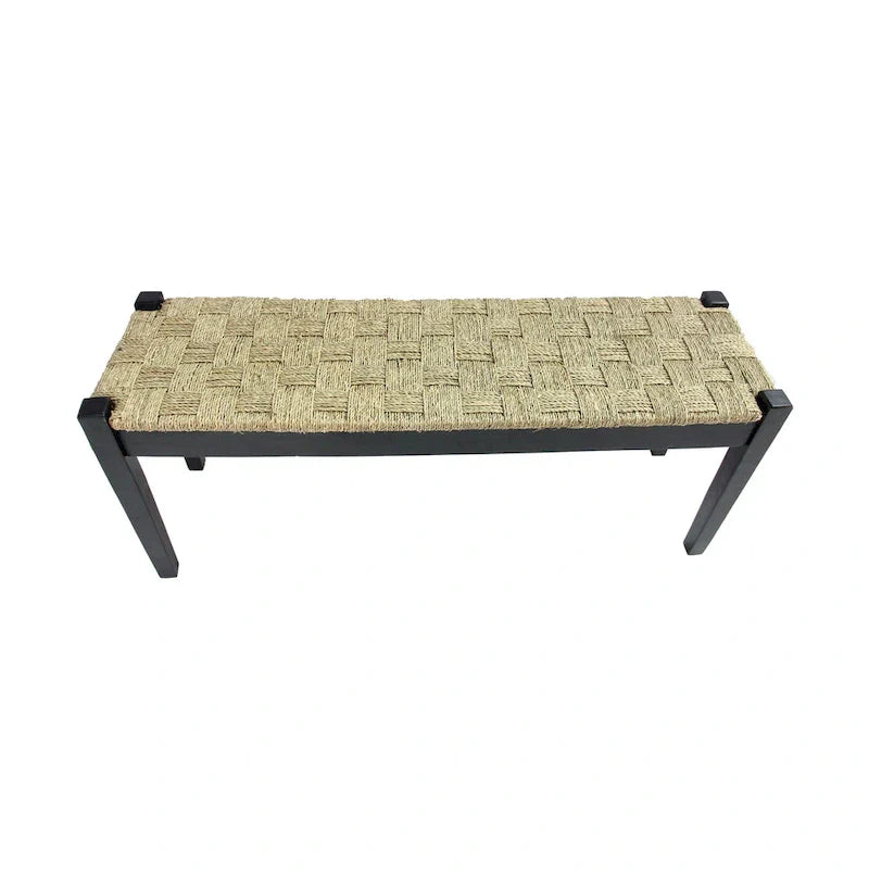 M4H Shambles Solid Wood Indoor Bench with Natural Seagrass - image 5