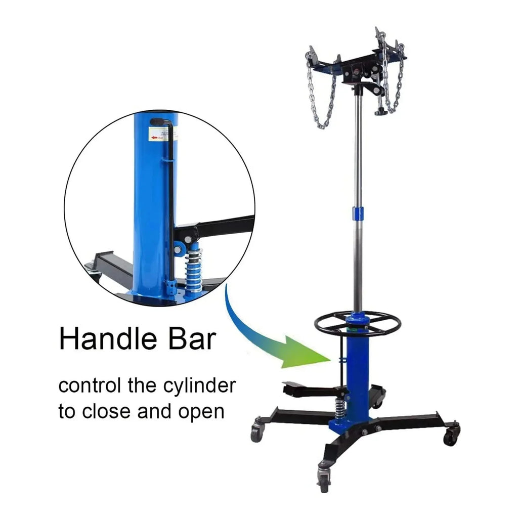 1660 Pounds Hydraulic Car Transmission Jack Vertical Lift with 360° Swivel Wheel Pedal ,Blue,33"-70"(0.75Ton) - image 8
