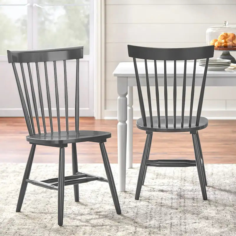 Set of 2 Spindle Back Dining Chairs Solid Rubberwood Farmhouse Style - image 18