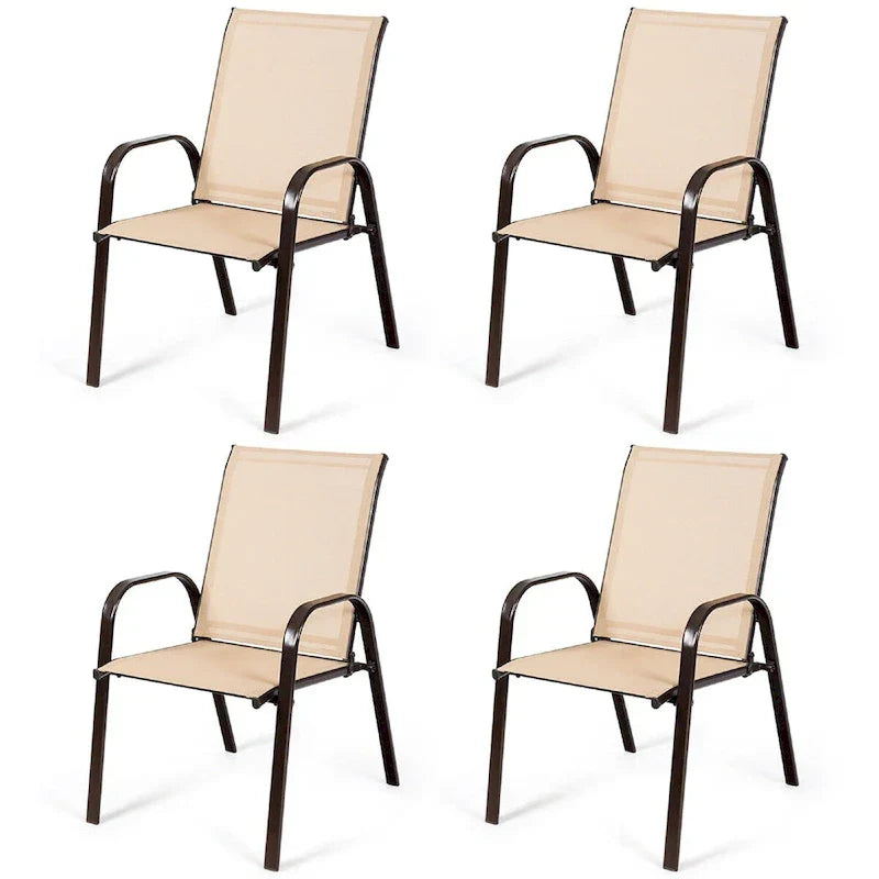 Costway Set of 4 Patio Chairs with Armrests for Garden and Deck - View Details - image 1