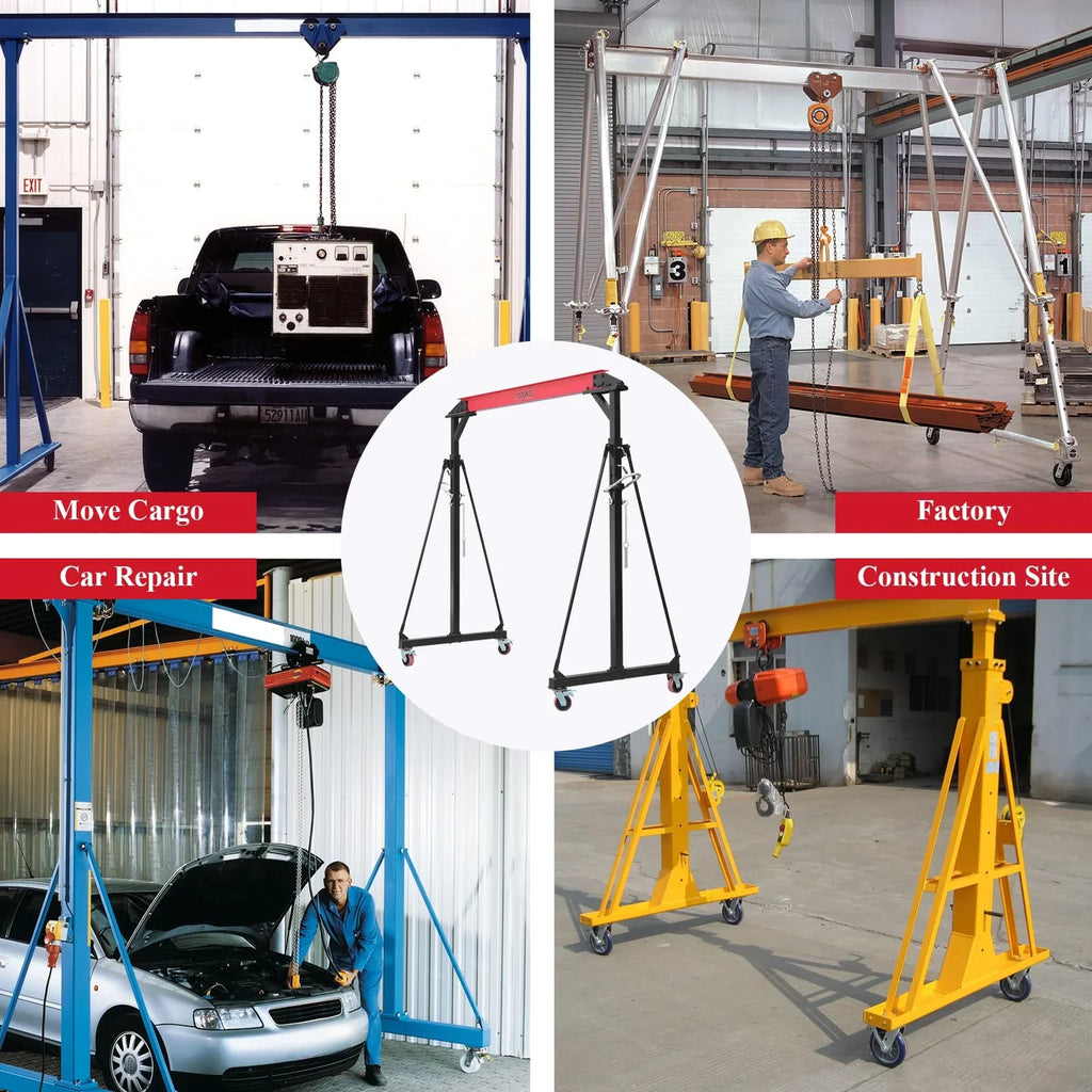 2025  1 Ton Adjustable Gantry Crane, 2200 lbs Capacity, Height Adjustable 96.5"-143.7", Portable Hoist for Factory, Construction, Warehouse, Auto Repair - image 7