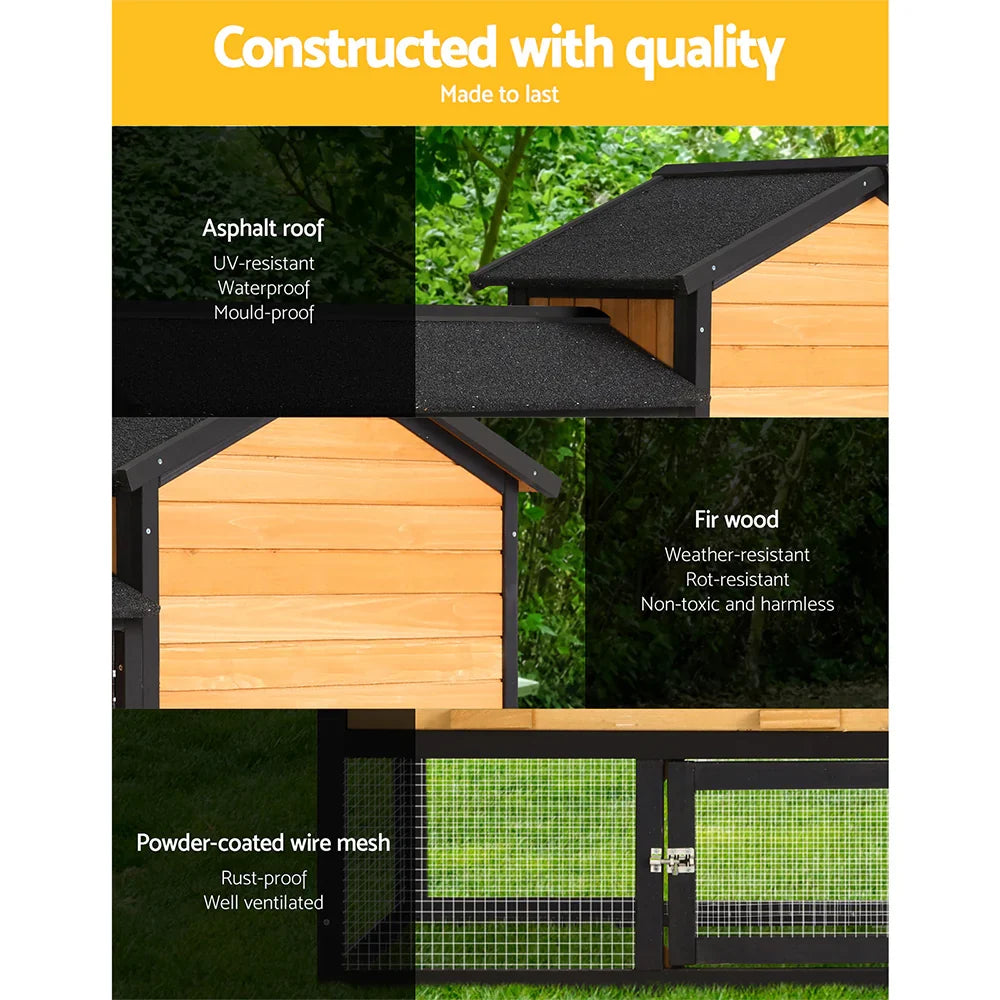 Extra Large Wooden Outdoor Chicken Coop Rabbit Hutch with Run - i.Pet - image 7