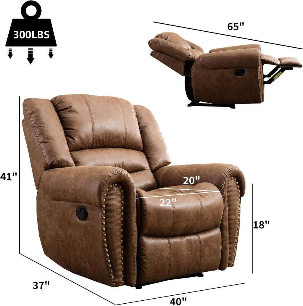 CANMOV Leather Recliner Chair, Classic and Traditional Manual Recliner Chair with Comfortable Arms and Back Single Sofa for Living Room, Nut Brown - image 33
