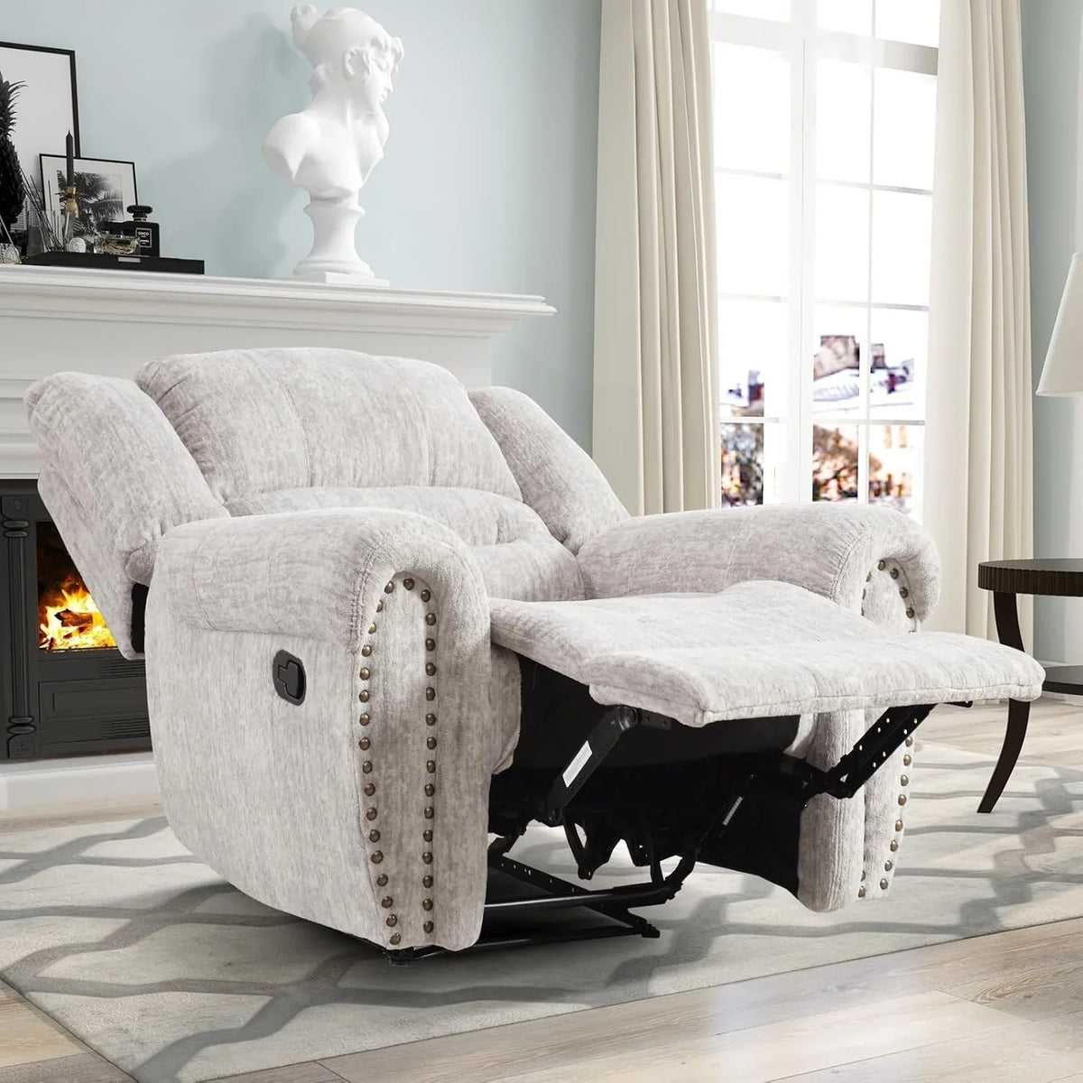 CANMOV Leather Recliner Chair, Classic and Traditional Manual Recliner Chair with Comfortable Arms and Back Single Sofa for Living Room, Nut Brown - image 23