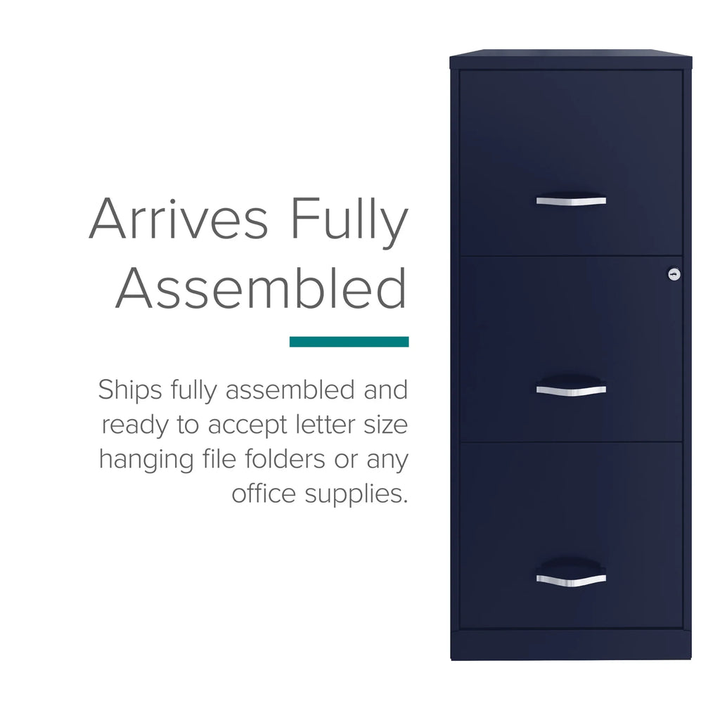 Space Solutions 18" Deep 3 Drawer Smart Letter Width Vertical File Cabinet, Navy - image 8