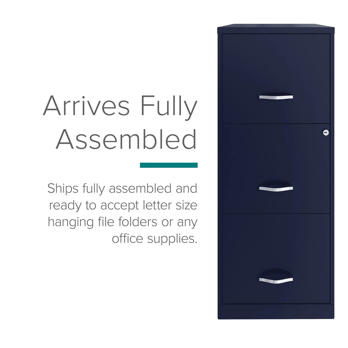 Space Solutions 18" Deep 3 Drawer Smart Letter Width Vertical File Cabinet, Navy - image 8