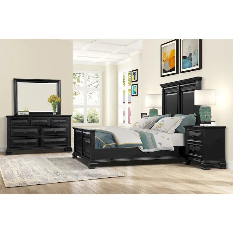 Roundhill Furniture Renova Vintage Black Wooden Bedroom Collection - image 15