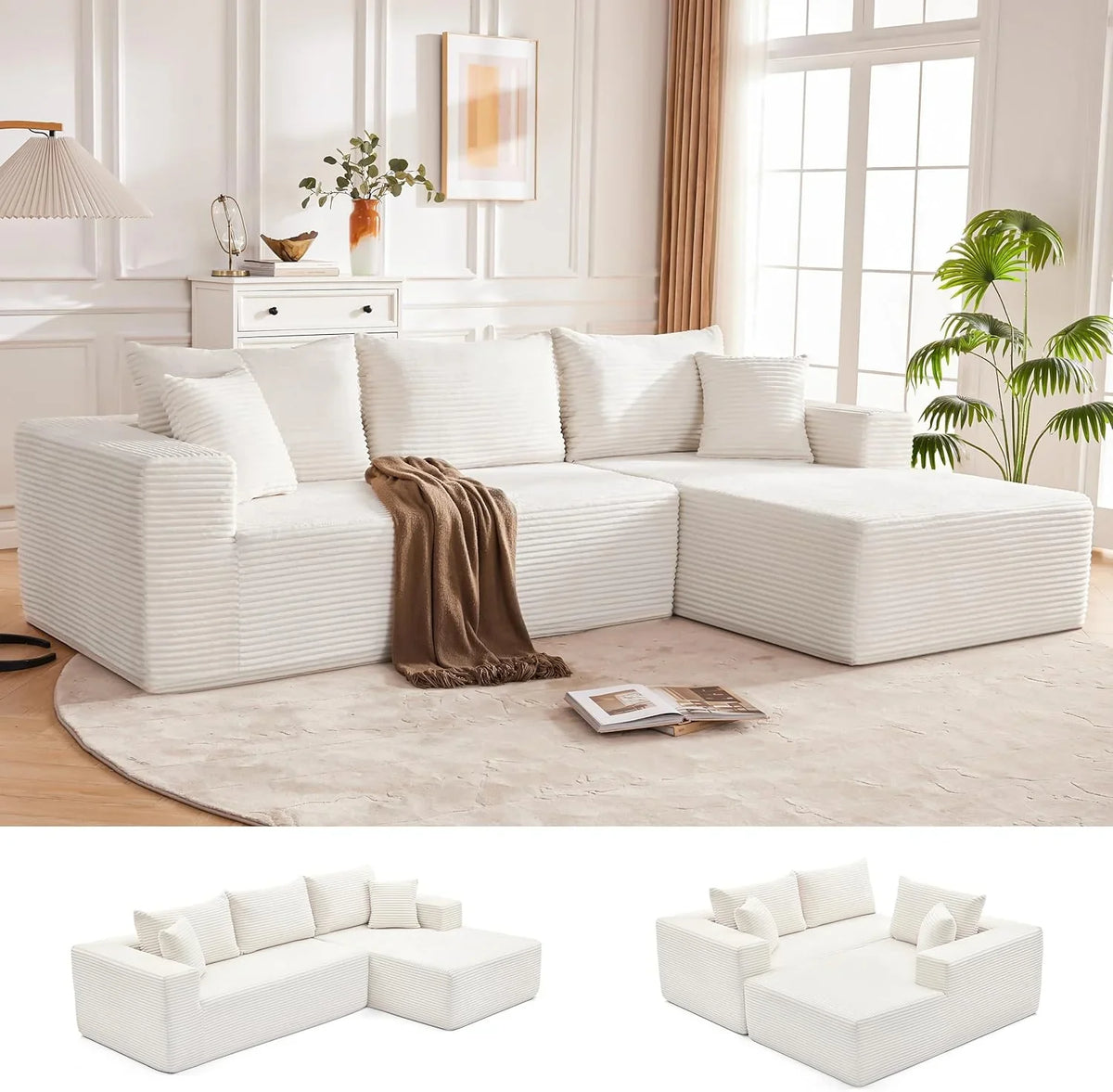 110 Cloud Sectional Couch, Boneless Sofa for Living Room Modular Sectional Sofa with Deep Seat - image 7