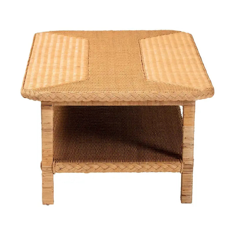 Minahasa Bohemian Braided Rattan Coffee Table in Light Honey - image 5