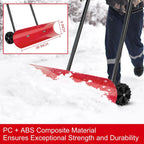 38 Inch Snow Shovel for Driveway,Bi-Direction Heavy Duty Snow Pusher with Wheels and Angled Blade for Efficient Snow Removal, Back Saver Snow Plow for Dorway Sidewalk - Big Wheels - image 4