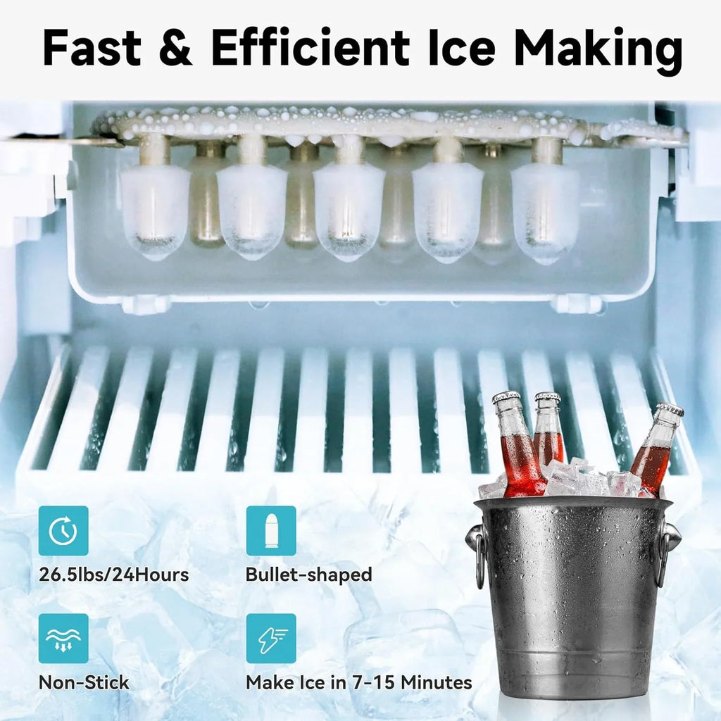 ICEPURE Water Dispenser with Ice Maker, 3-in-1 Hot and Cold Water Cooler with Built-in Bullet Ice Maker Machine, 26.5lbs/24H, Top Loading for 3-5 Gallon Bottle, Child Safety Lock, Black - image 3