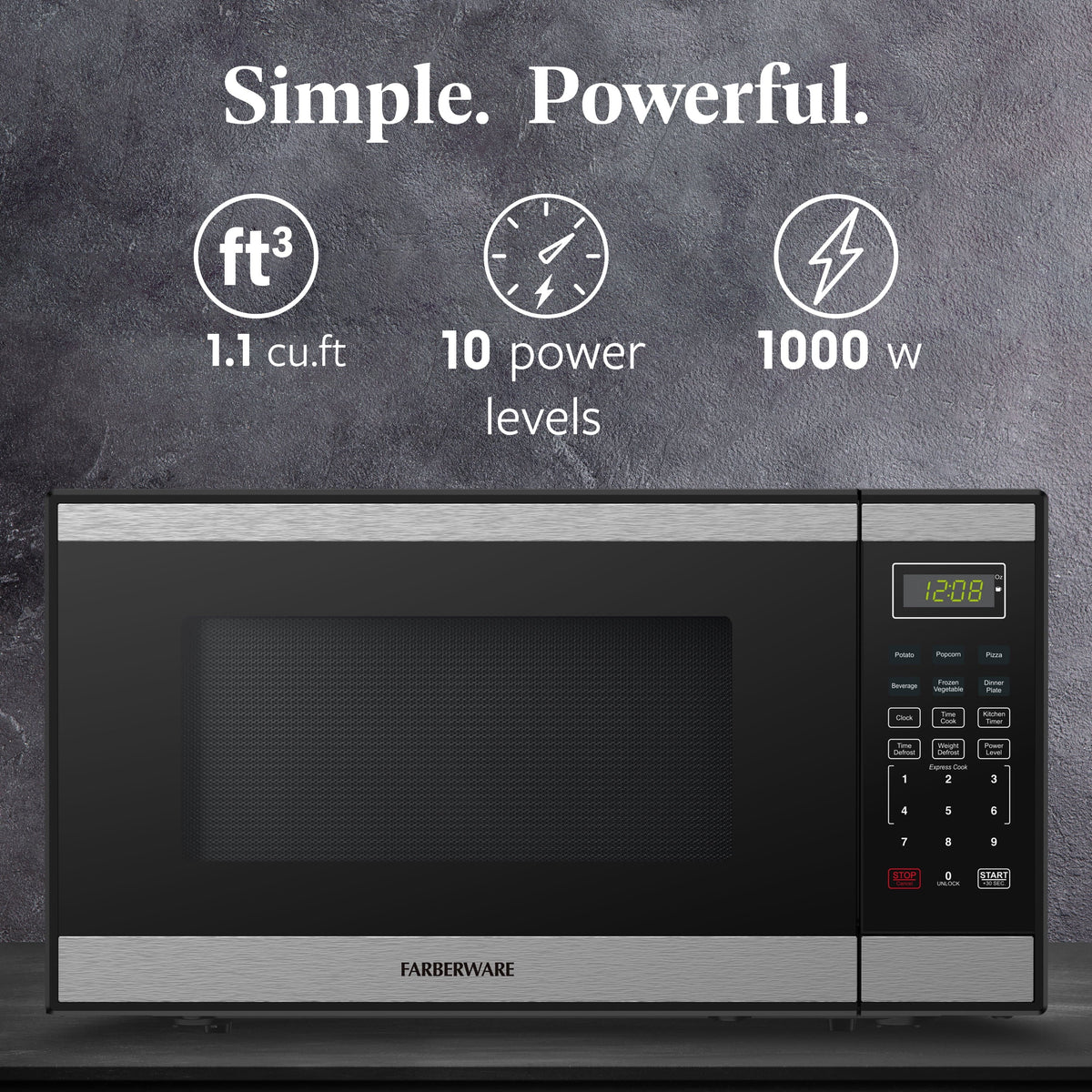 Farberware FMGZ09BKA 0.9 Cu. Ft. Microwave Oven, 900W, Digital Control, LED Display, 6 Cooking Presets, Black - image 39