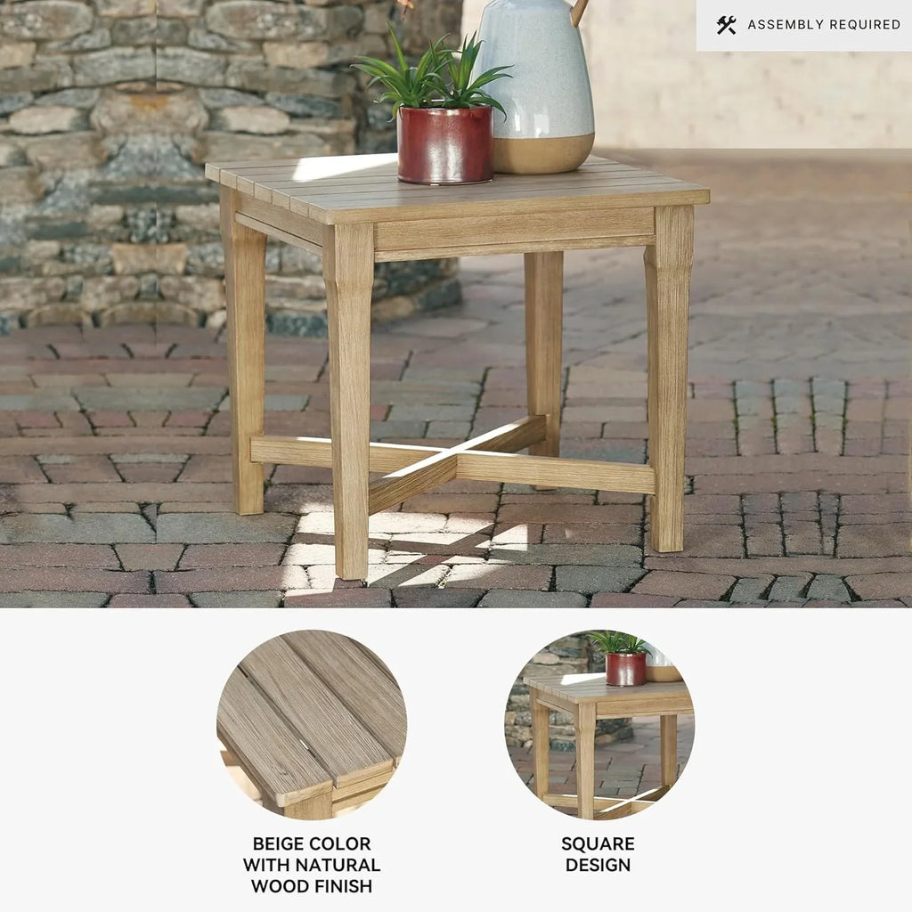 Signature Design by Ashley Clare View Coastal Outdoor Patio Eucalyptus Sofa with Cushions, Beige - image 81