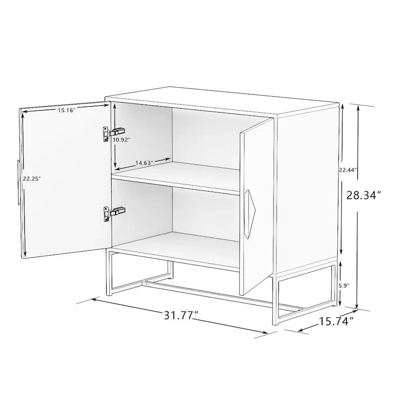 CUSchoice Solid Wood Square Handle 2-Door Sideboard - image 10