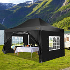 HOTEEL 10x15 Heavy Duty Canopy Tent - Commercial Pop Up with UV50+, Thick Hexagonal Frame, 4 Sidewalls, Anti-Pooling Design & Roller Bag (Black) - image 12